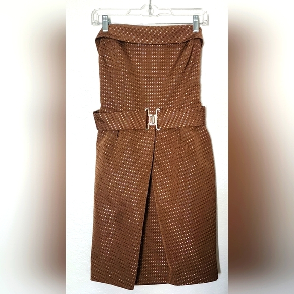 Zara Dresses & Skirts - Zara Basic Women's Brown Metallic Dot Strapless Dress.  Size M